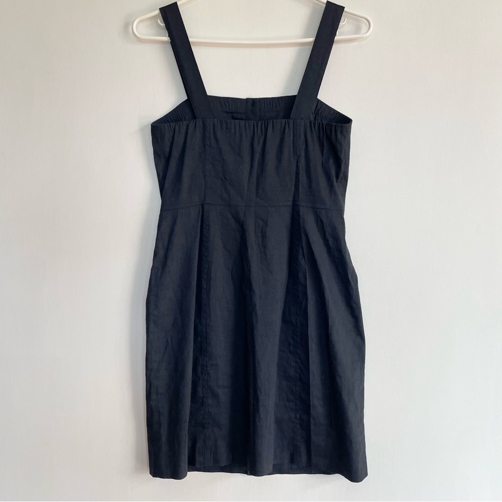 NWT Theory Kayleigh Button Front Mini Dress Navy Blue Sleeveless Linen Blend 0 - Picture 4 of 15
